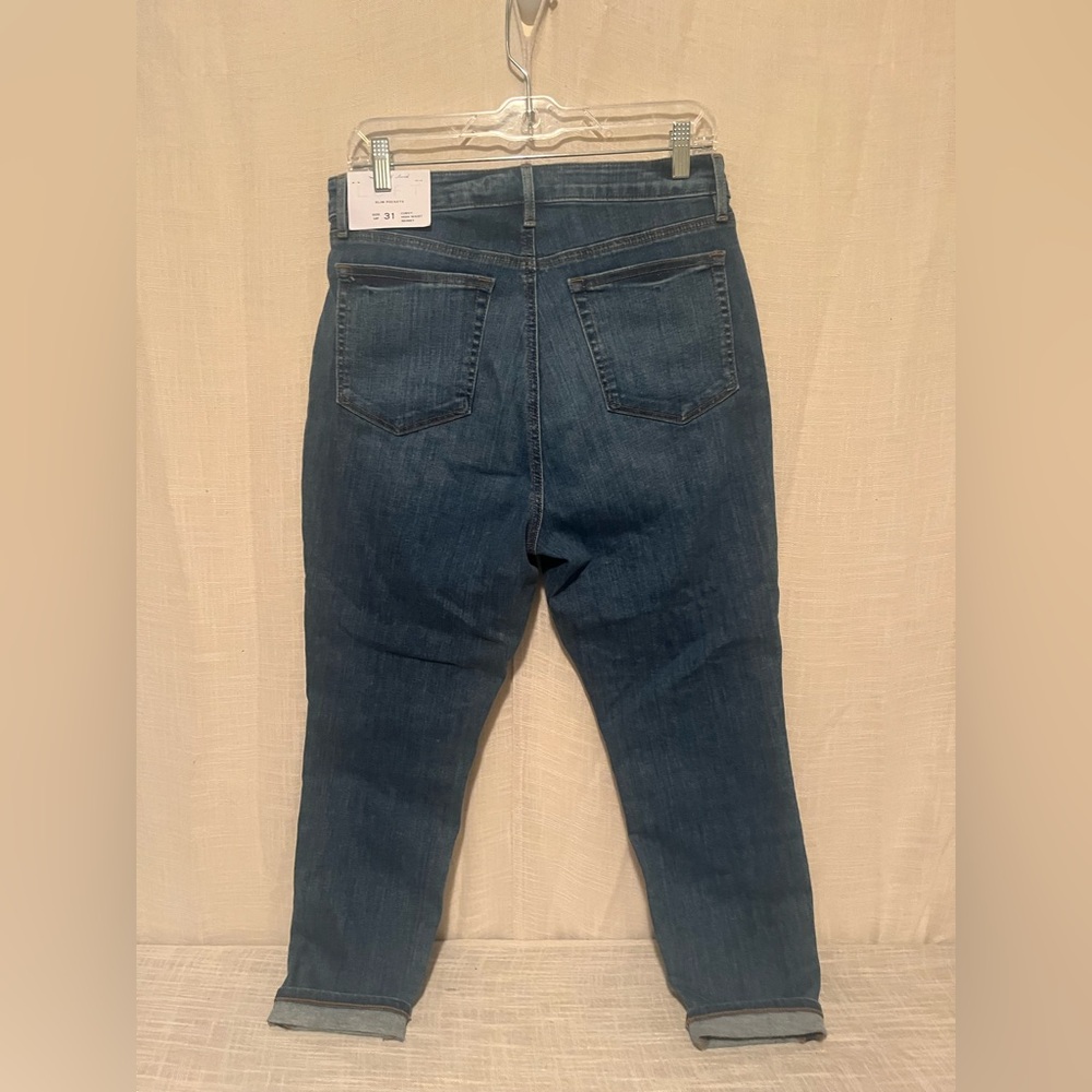 LOFT  Blue Cropped Jeans with  Button Fly - Picture 6 of 8
